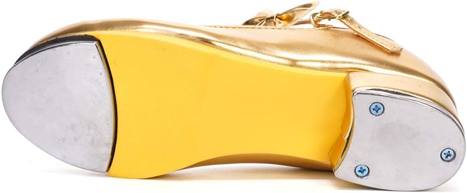 HIPPOSEUS Girls Tap Dance Shoe for Beginner Mary/Jane Dancing Shoes for Tap Danceing with Bow 208