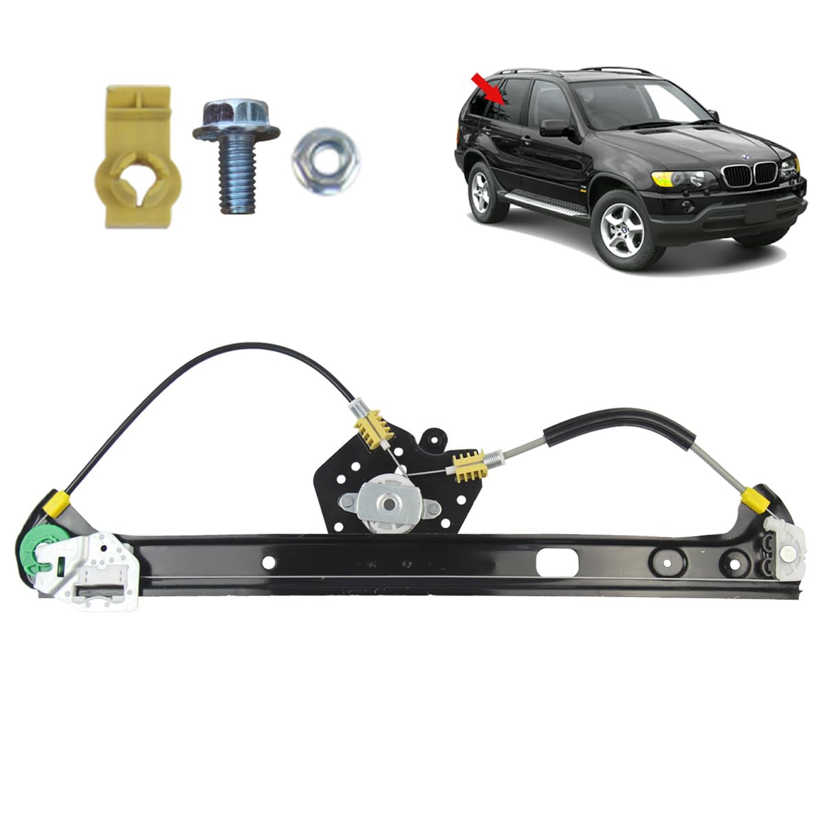 STARKIT PERFORMANCE Elevalunas compatible para BMW X5 E53 (2000-2006) TRASERO DERECHO (trasero pasajero) 51357125060, 51358254914