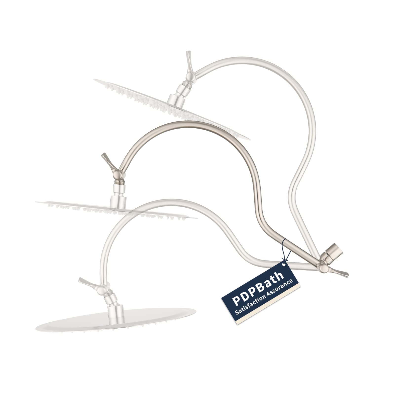 PDPBath Regenduschkopf 30,5 Cm Mit 40,6 Cm Flexiblem Verlängerungsarm – Aus 304 Edelstahl, Hochdruck, Selbstreinigend, Chrom