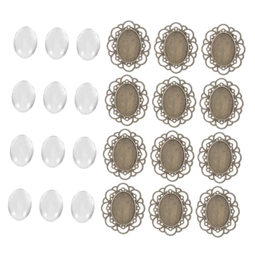 Biseles para broches DIY con bandejas plateadas y vidrio para personalizar tus chaquetas