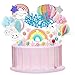 Herefun Decoración de Tartas Cumpleaños, Cake Topper, Globos Cloud Rainbow Happy Birthday Decorar Tartas, Cake Topper Decorar Tartas para Niños Cumpleaños