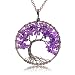 Uniki Tree of Life Pendant Amethyst Rose Crystal Necklace Gemstone Chakra Jewelry Christmas Gifts (amethyst)