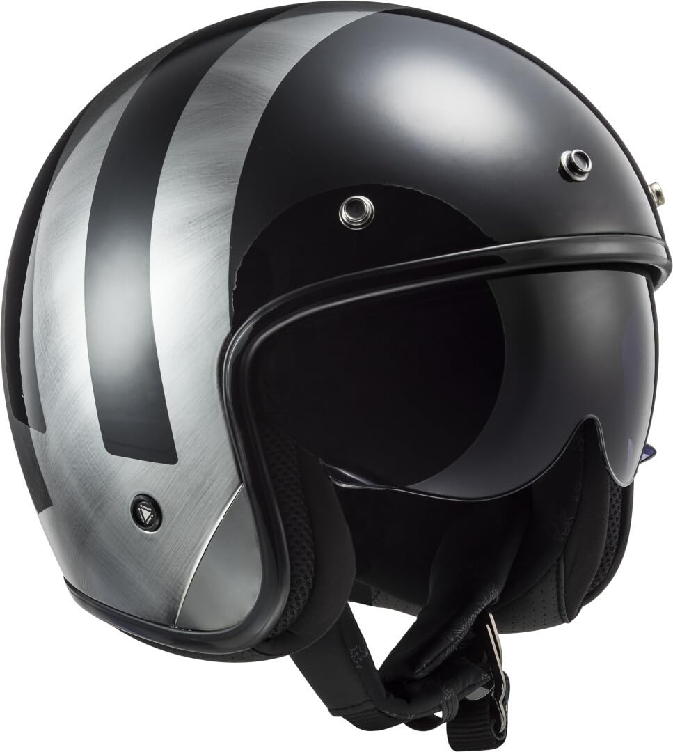 LS2, Jet-Motorradhelm BOB II LINES Gloss Black Jeans, XS