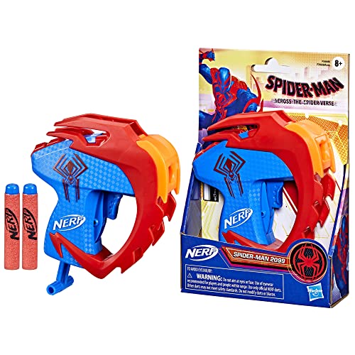 Nerf Spider-Man: Across The Spider-Verse, Spider-Man 2099 Microshots Dart Blaster, Movie Inspired Design, 2 Elite Darts #TOP2