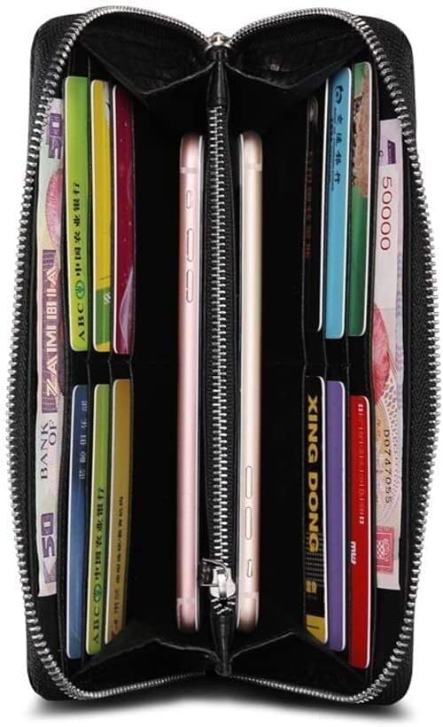 NIUBB Crocodile Belly Wallet Black Zipper Long Wallet Can Hold Cash Mobile Phone Bank Card Cigarette