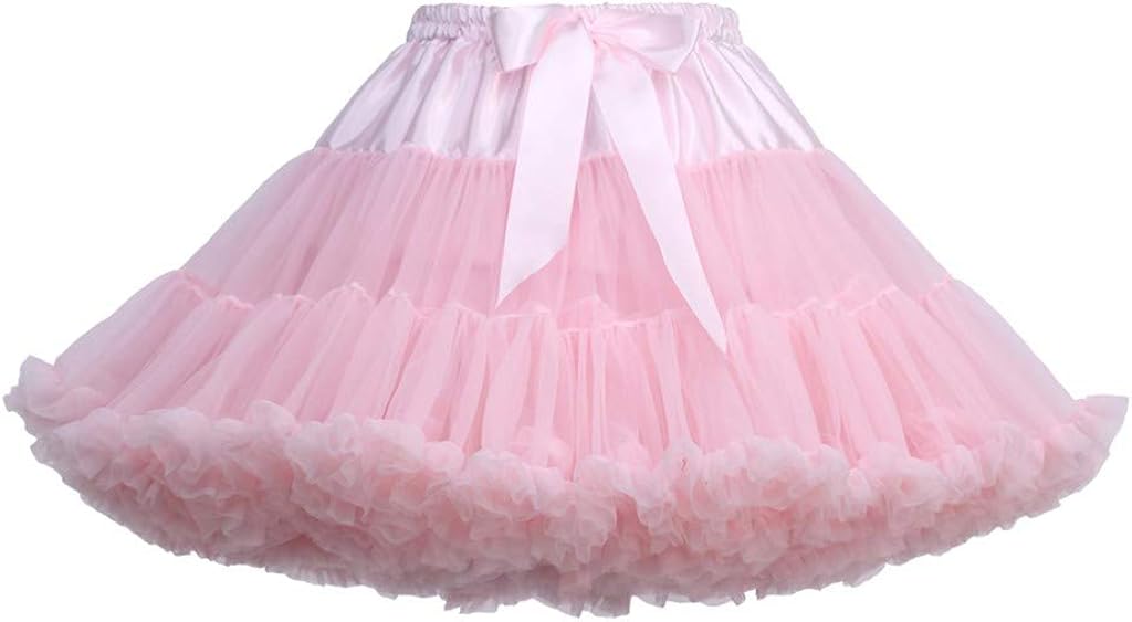 Women's Elastic Waist Chiffon Petticoat Puffy Tutu Tulle Skirt Princess Ballet Dance Underskirts (P, One Size) at  Women’s Clothing store