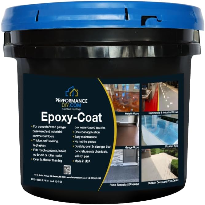 Epoxy Floor Kit – Good Half Kit – Clear Coating with High Gloss Finish – Covers 250 sq. ft. at 9.7 mils Thickness – Ideal for Garage, Basement, Concrete Floors, and More