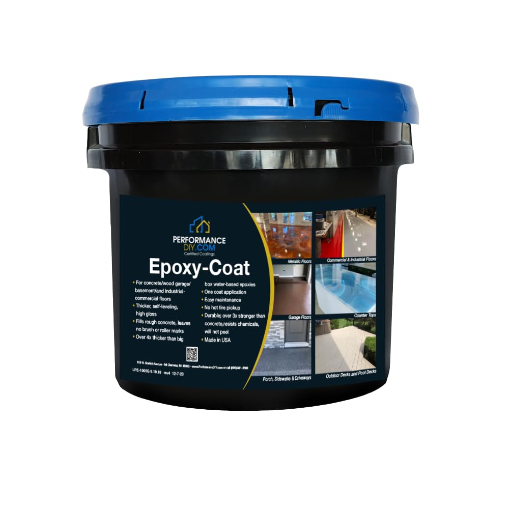 Epoxy Floor Kit – Good Full Kit – Clear Coating with High Gloss Finish – Covers 500 sq. ft. at 9.7 mils Thickness – Ideal for Garage, Basement, Concrete Floors, and More