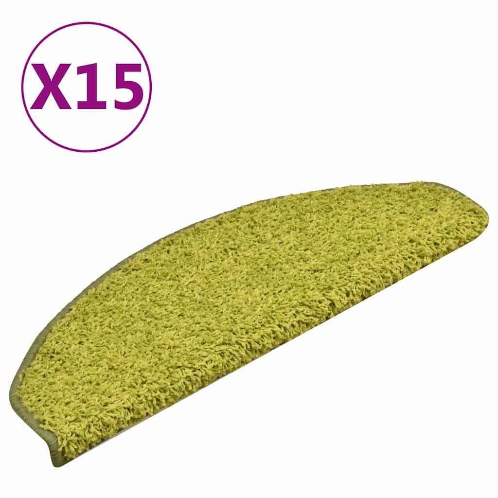 Schody dywaniki dywanowe, 15 sztuk, 65 x 21 x 4 cm, zielone