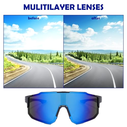 Yuwnd Schnelle Brille, Laufbrille Herren, Winddicht Schnelle Brille Rave, Sport Sonnenbrille Rennrad Brille Laufbrille für Herren Damen Rennrad Fahrrad Ski Rave Golf Outdooraktivitäten