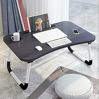 Laptop Bed Tray Table, Foldable Lap Desk Stand, Multifunction Lap Tablet with Slot and Cup Holder, Bed Tray Laptop Desk for Eating Breakfast, Reading, Working, Watching Movie on Bed/Couch/Sofa/Floor