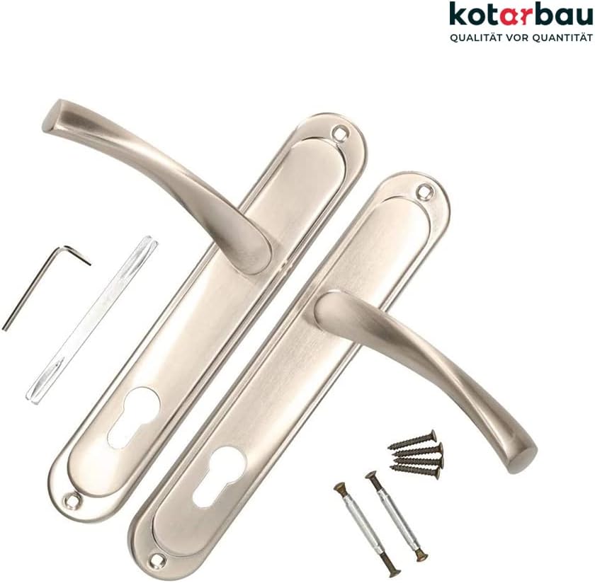 KOTARBAU Door Handle Satin Door Fitting Door Handle Set Long Plate Door Handle Set Inner Door Exterior Door Handle Handle Door Fitting