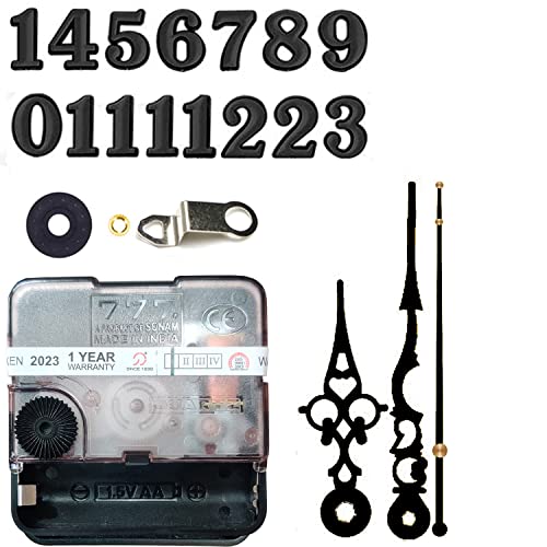 Image of 12 Pcs Arabic Mirrored Acrylic Numerals Movement Machine 22mm for Wood Resin Marble Clock Fancy Needles Pack 2 (Black D3)