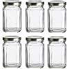 Nakpunar 6 pcs، 6 oz Square Glass Jars for Jam، Honey، Wedding Favors، Shower Favors، Baby Foods، DIY Magnetic Spice Jars