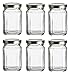 Nakpunar 6 pcs, 6 oz Square Glass Jars for Jam, Honey, Wedding Favors, Shower Favors, Baby Foods, DIY Magnetic Spice Jars
