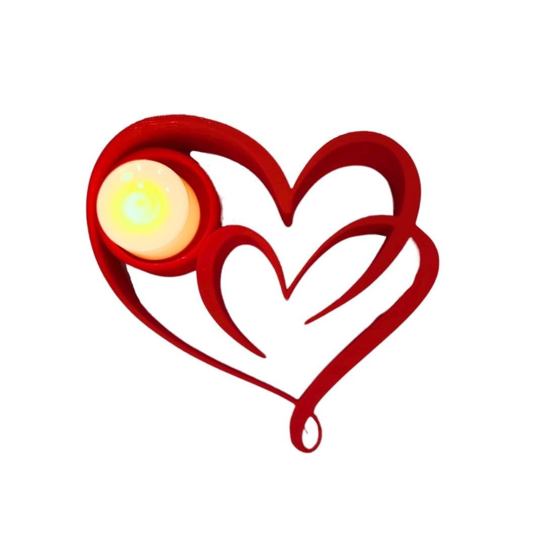 QUANTUM LEGENDS Double Heart Shaped Showpiece with Tealight for Valentines Day Anniversary| Valentine Gift for Girlfriend Boyfriend Husband Wife| Valentine Day Gifts| Valentine Decoration Items 4