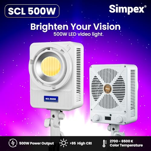 Image of SIMPEX SCL 500W Dual Colour Continuous LED Light with Bowens Mount 2700-6500 Color Temperature, 95 CRI and a Unique Design Fixture Commonly Used in Photography, Videography and Studio Productions
