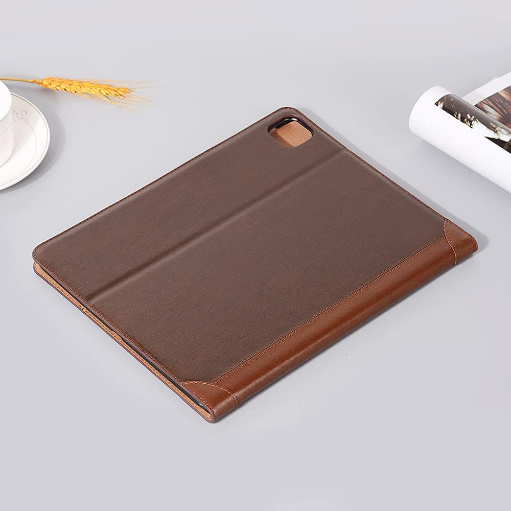 iPad Pro 13'' (M5 2025) (M4 2024) Case, DMaos Vintage Book Synthetic Leather Stand Folio Smart Cover, Auto Sleep/Wake, Business Document Card Holder - Brown