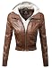 Awesome21 Women's Faux Leather Bomber Military Style Hooded Jacket