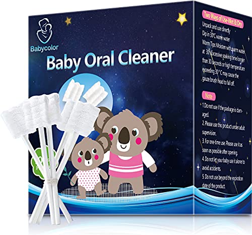 Image of [100-Pack] Baby Toothbrush, Newborn Baby Tongue Cleaner Toothbrush Clean Baby Gums Disposable Tongue Cleaner Soft Gauze Toothbrush Infant Oral Cleaning Stick Dental Care for 0-36 Months Baby