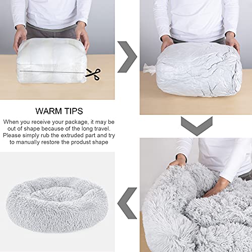 Dog Bed, Cat Calming Bed, Faux Fur Pillow Pet Donut Cuddler Round Plush Bed for Large Medium Small Dogs and Cats by DogBaby - Image 8