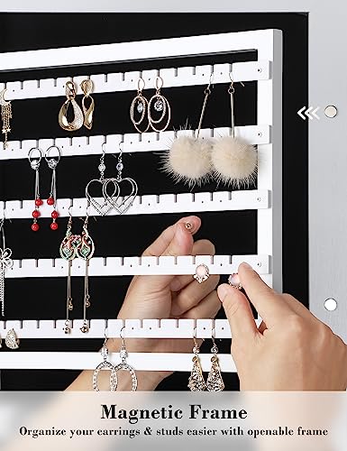 Nicetree NT-HF006 6 Leds Mirror Jewelry Cabinet, Large Capacity Lockable Jewelry Armoire Organizer, Door Or Wall Mounted Mirror thumb #5