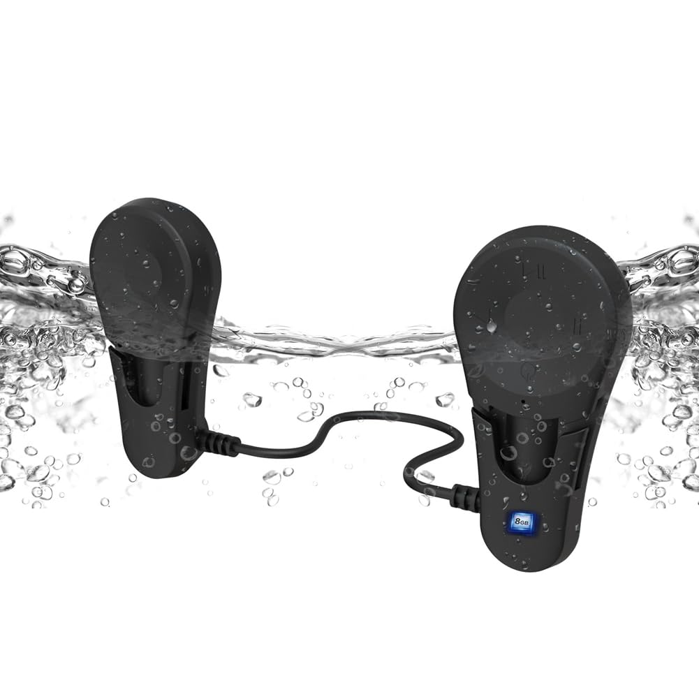 Swimming Headphones,Bone Conduction Bluetooth Headset, IPX8 Waterproof,Underwater MP3 Player for Swimmers,Diving Sports