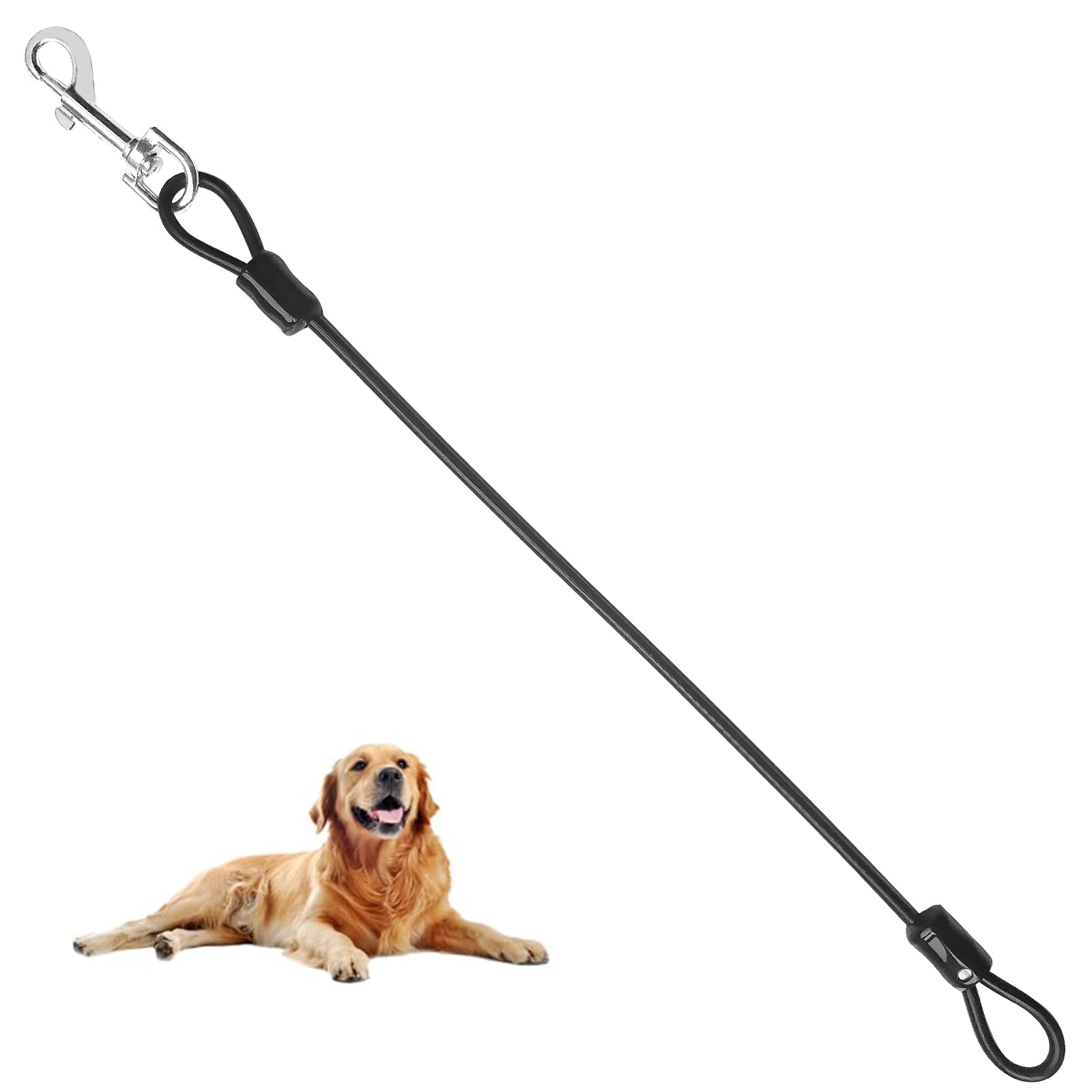 Chew Proof Dog Lead Leash,Steel Wire Heavy Duty 48 cm/19 inch Metal Cable Leashes Extension Rope,Chain Lead,for Small Medium Large Pet Dog