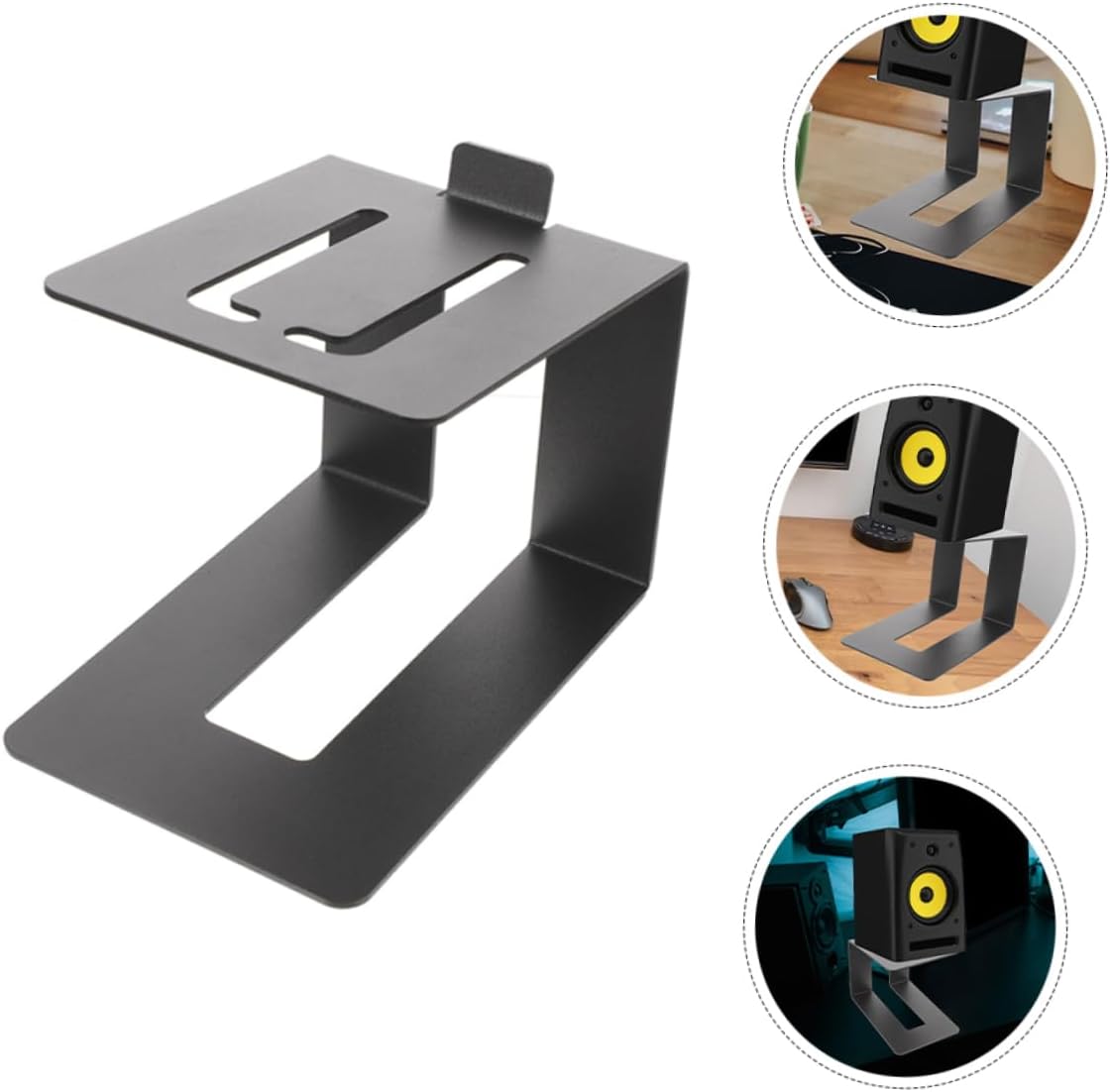 2pcs Adjustable Desktop Speaker Stands Black Metal Speaker Risers for Computer and