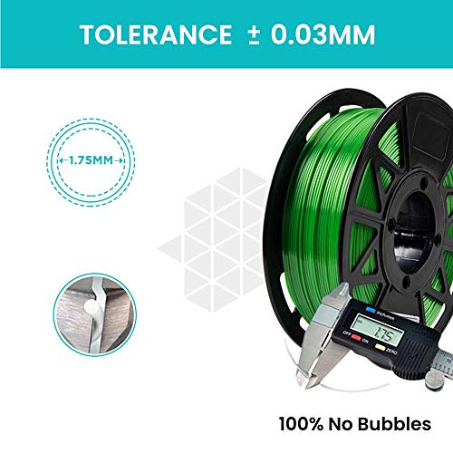 Image of Tesseract Premium PLA + 1.75mm 3D Printing Filament | Dimensional Accuracy + /- 0.03mm | Compatible with Most FDM Printers | 1 KG 3D Printer Filament - PLA Silk Green (Quantity 1)