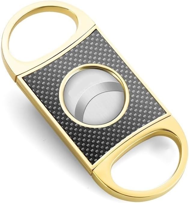 ZUC Cigar Cutter Portable Travel Stainless Steel Shell Pattern Slicer Metal Scissors 24K Gold Plated Tool(C)