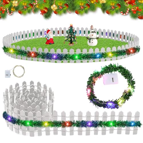 Wichtel Zubehör Weihnachten, 3 Stück Miniatur Deko Zaun, 5 * 90cm Mini Zaun Zum Basteln,Weiß Wichteltür Zubehör, Miniatur Wichtel Zubehör, Miniatur Puppenhaus Zubehör Fee Garten Gartenhaus Deko