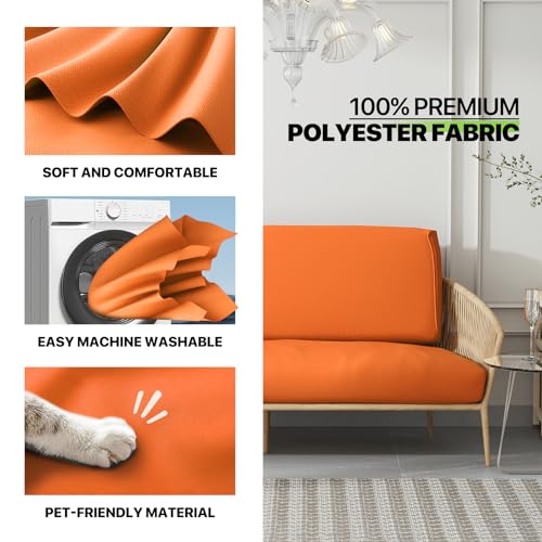Magshion Futon Cover High Stretch Armless Sofa Bed Slipcover Anti-Slip Furniture Protector Twin Size 39\"x75\"x6\" Orange