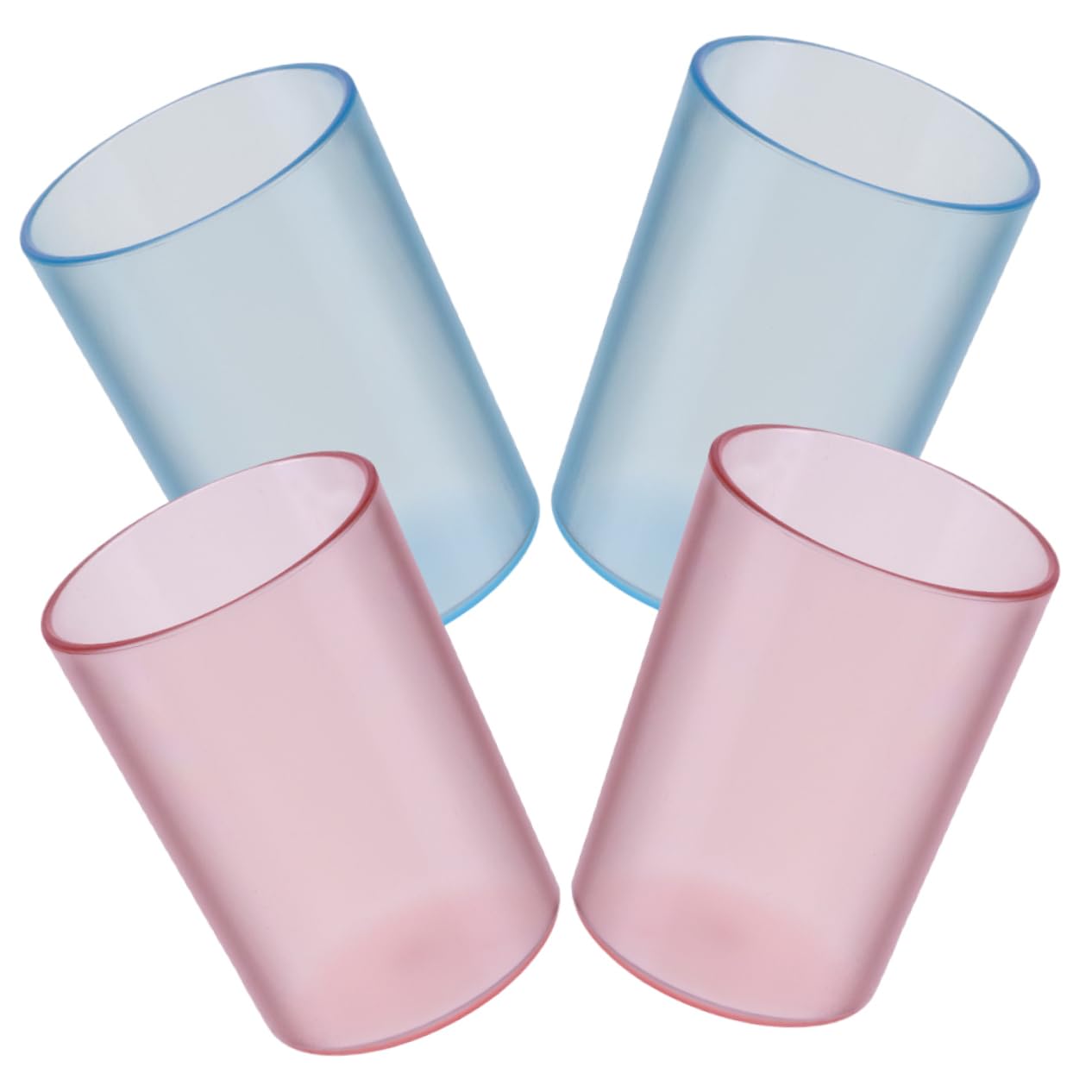 KONTONTY Bathroom Cup Set 4pcs Round Toothbrush Cup Reusable Plastic Mouth Wash Cup Solid Tumbler Cup for Drinks