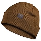 MERIWOOL Beanie for Men and Women - Merino Wool Blend Ribbed Knit Winter Hat Coyote