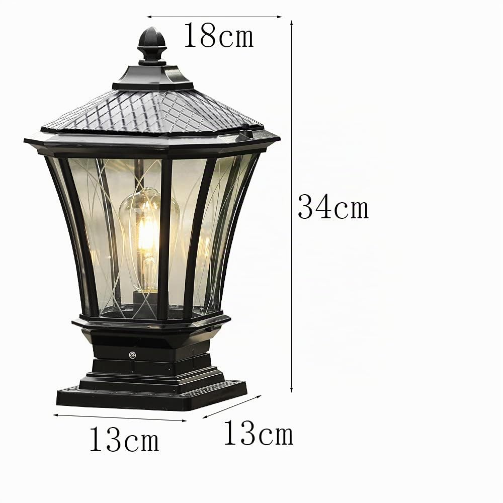 Rétro étanche Lampe Pilier Portail E27 Lampe de Poteau verre Lampe Extérieur Métal Eclairage De Jardin Sur Pied Borne De Jardin Pilier Aluminium Patio Chemins pelouse porche cour escalier Terrasse