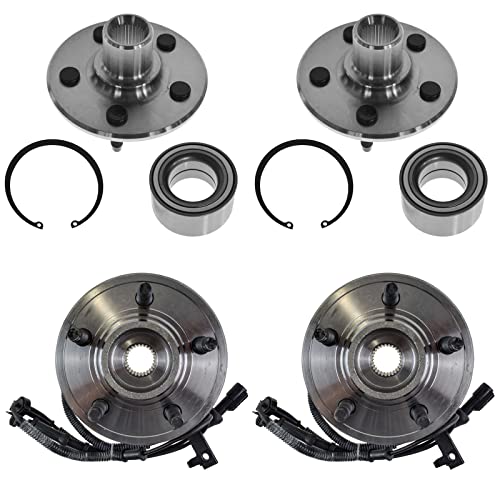 Image of TRQ 2 Piece Front Rear Wheel Bearing & Hub Assembly Set Compatible with 2006-2010 Ford Explorer 2007-2010 Explorer Sport Trac Mercury Mountaineer