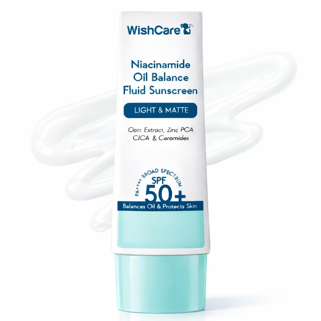 WishCare Niacinamide Oil Balance Fluid Sunscreen SPF 50 PA++++ In-Vivo Tested | 8Hrs+ SPF Protection | Lightweight, Matte & No White Cast |…