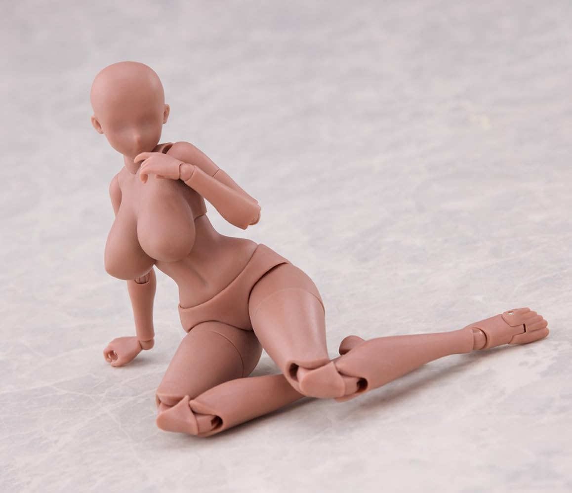 Fremego 1/12 Scale Female Action Figure,6inch Joint Flexible Anime Girl Figure Plump Body Type Doll with Head Sculpt Hand Types Accessories Collection (Black Skin)