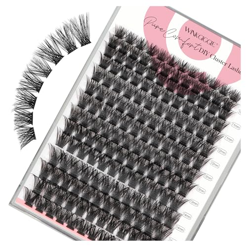Lash Clusters 168Pcs Volume Cluster Lahes D Curl Eyelash Lashes 10-16mm Natural Look Wispy Lashes Reusable Thin Bland Individual Lashes by WINKGIGGLE(56D)