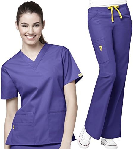 WonderWink Origins Womens Top & Pant Scrub Set Socks