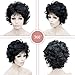 Klayss Black Short Synthetic Curly Wavy Wigs with Hair Bangs Lightweight Natural Looking Black Wigs for Women (10