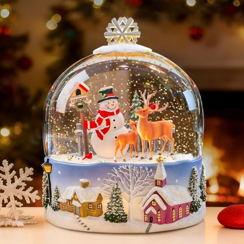 Snowman Christmas Snow Globe Lantern - Musical Snow Globes That