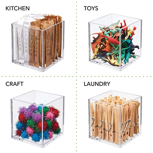 Mdesign Square Home Office Storage Organizer Container Bin For Cabinet, Drawers, Desk, Workspace - Holds Pens, Pencils, Highlighters, Notebooks - Prism Collection - 3 Pack - Clear #TOP5