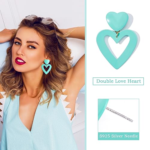 Image of Heart Earrings Y2K Love Heart Big Hoop Cute Fun Dangle Earrings, One Size, Alloy Steel, No Gemstone