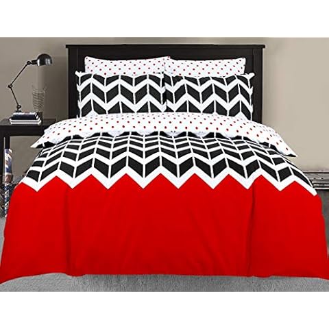 Indus Textiles Chevron Red King Duvet Set Cover