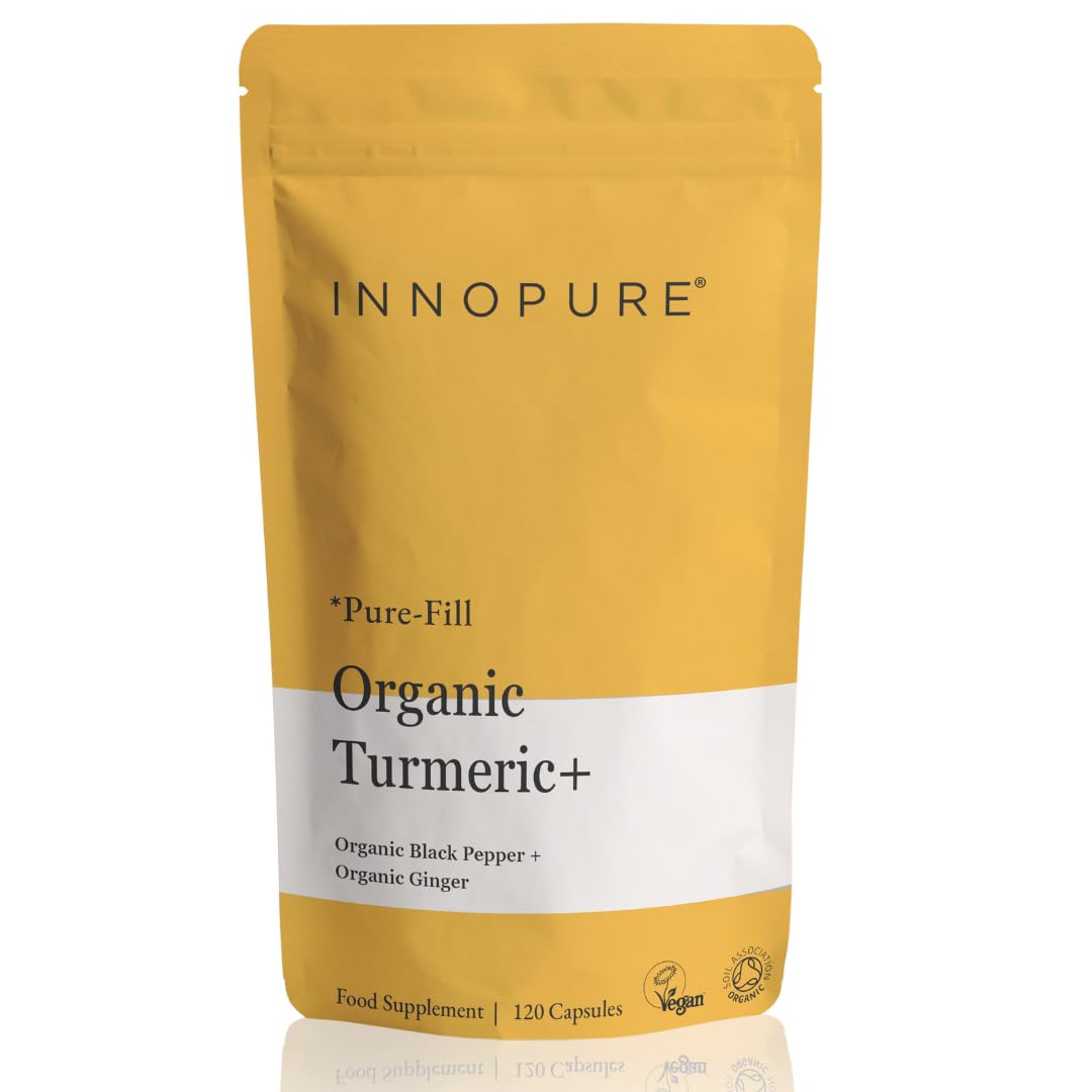 INNOPURE Organic Turmeric with Black Pepper & Ginger (No Fillers or Binders) Pure-Fill Supplement, High Strength - Soil Association and Vegan Certified, UK Made - 120 Capsules