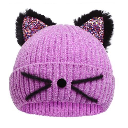 Bonnet chat paillettes fille parfait pour le collège et les sorties d'hiver