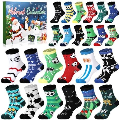 JenPen - JenPen 24 Pairs Soccer Advent Calendar 2025 Christmas Socks 24 Days Countdown Gifts Calendar Funny Soccer Socks Gifts for Sports Team Fans Men Teen - -15%