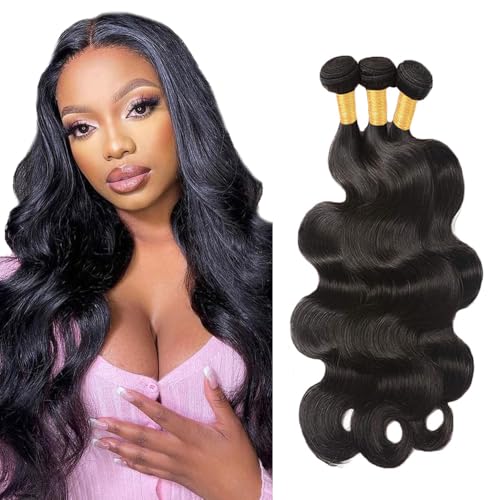 Natural Black Color Body Wave Bundles Peruvian...